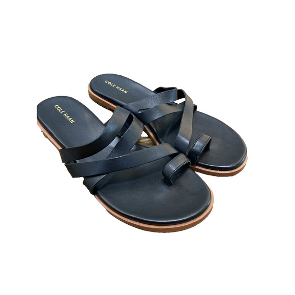 Cole Haan Flavia Grand Strappy Toe Loop Black Sandal Size 8B without box - Picture 5 of 9